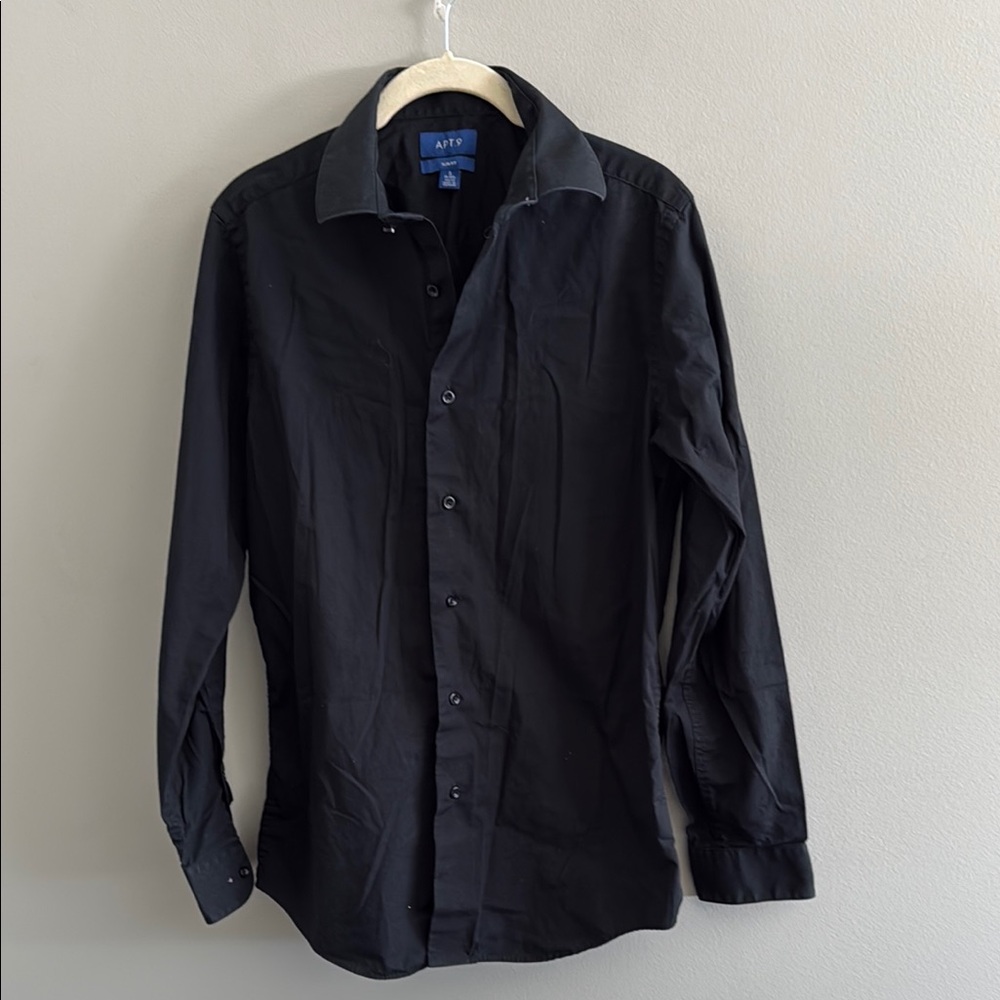 Apt. 9 Black Slim Fit Dress Shirt for Men
